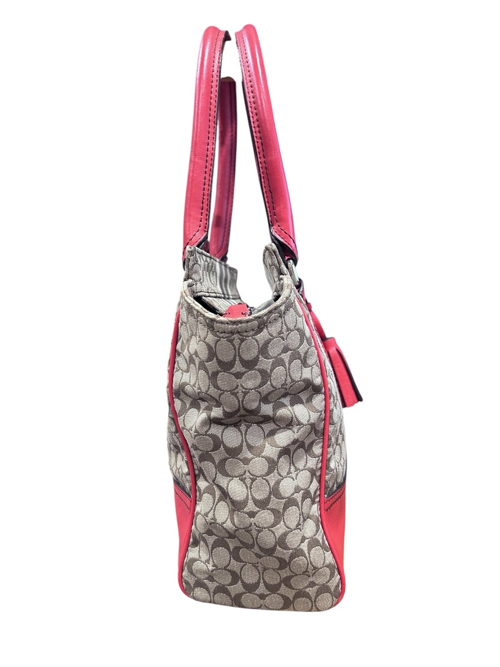 Coach Beige Signature Stripe East West Satchel - Picture 4 of 10